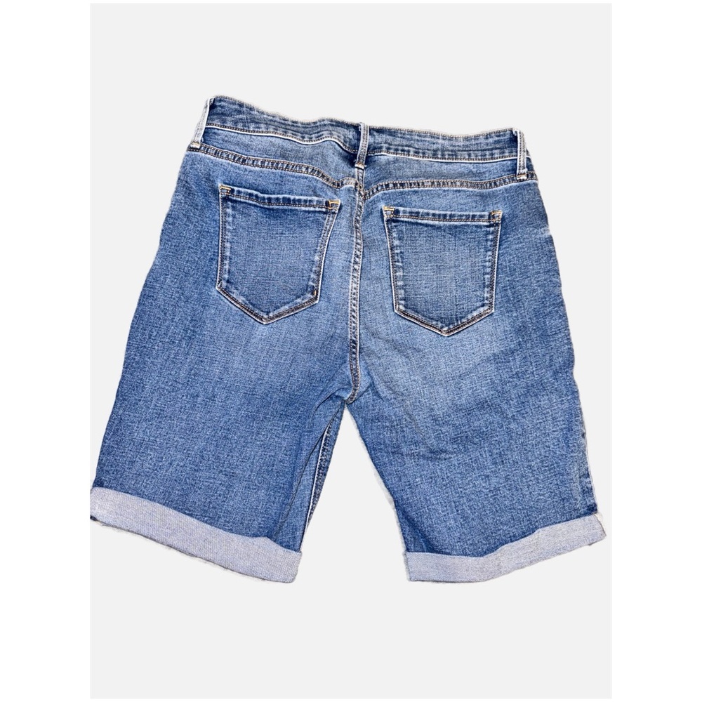 Old Navy- Women’s Blue Denim Cuffed Bermuda Shorts Size 8 - Picture 4 of 14